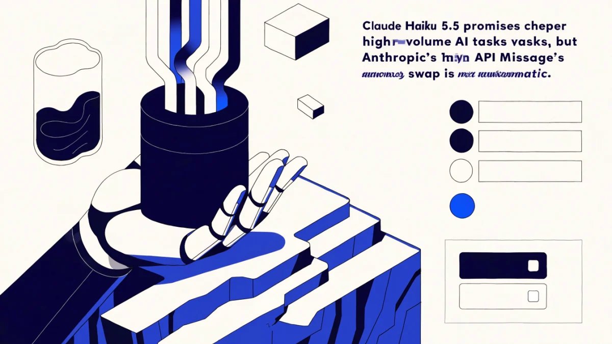 Editorial illustration for Claude Haiku 5.5 promises cheaper high-volume AI tasks, but Anthropic's Messages API migration guide says the swap is not automatic