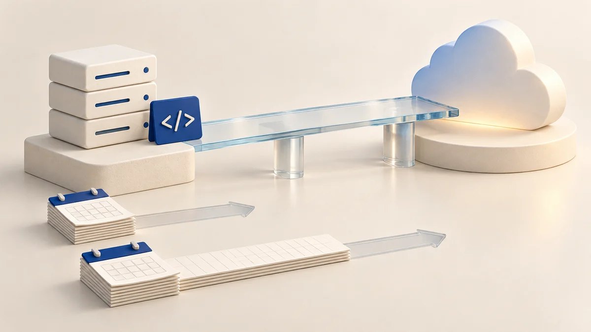 Editorial illustration for Deno joins Cloudflare: separate the six-month Deploy deadline from runtime maintenance