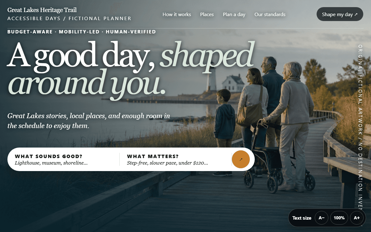 Great Lakes Heritage Trail demo site homepage