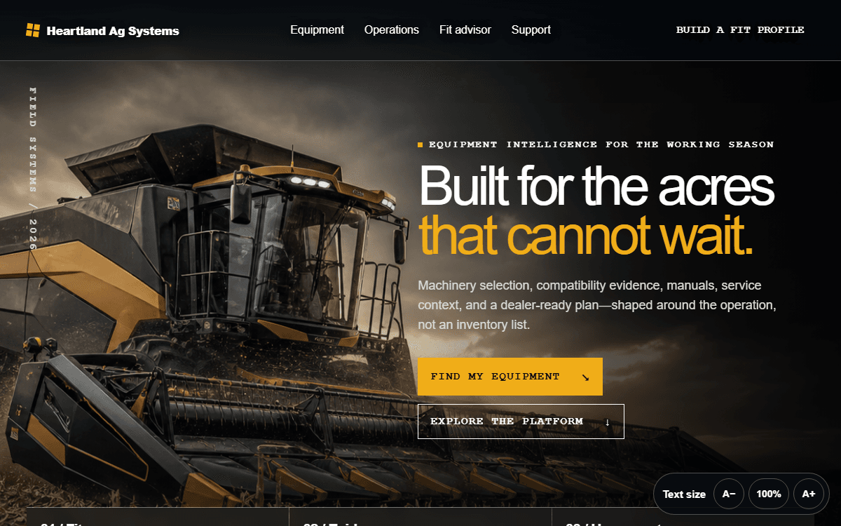 Heartland Ag Systems demo site homepage