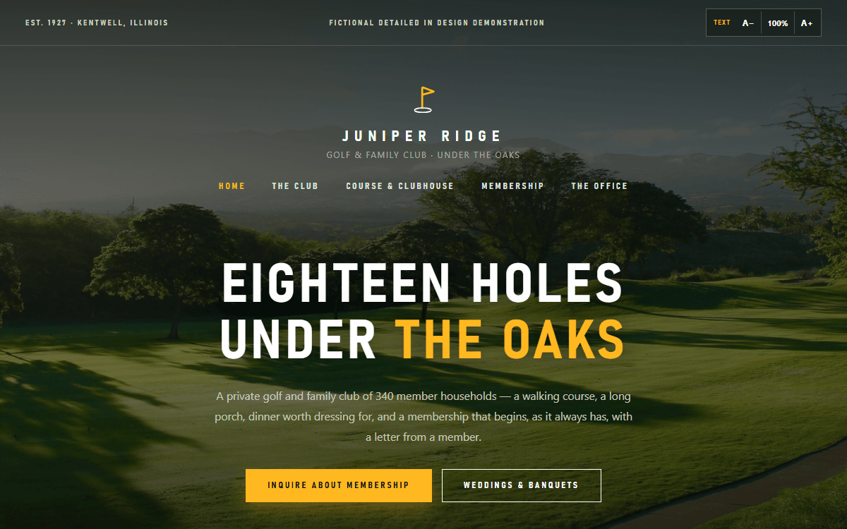 Juniper Ridge Club demo site homepage